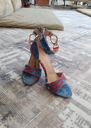 Bohem Yılan Desenli Kadın şık kaliteli Topuklu Sandalet - Görsel 4