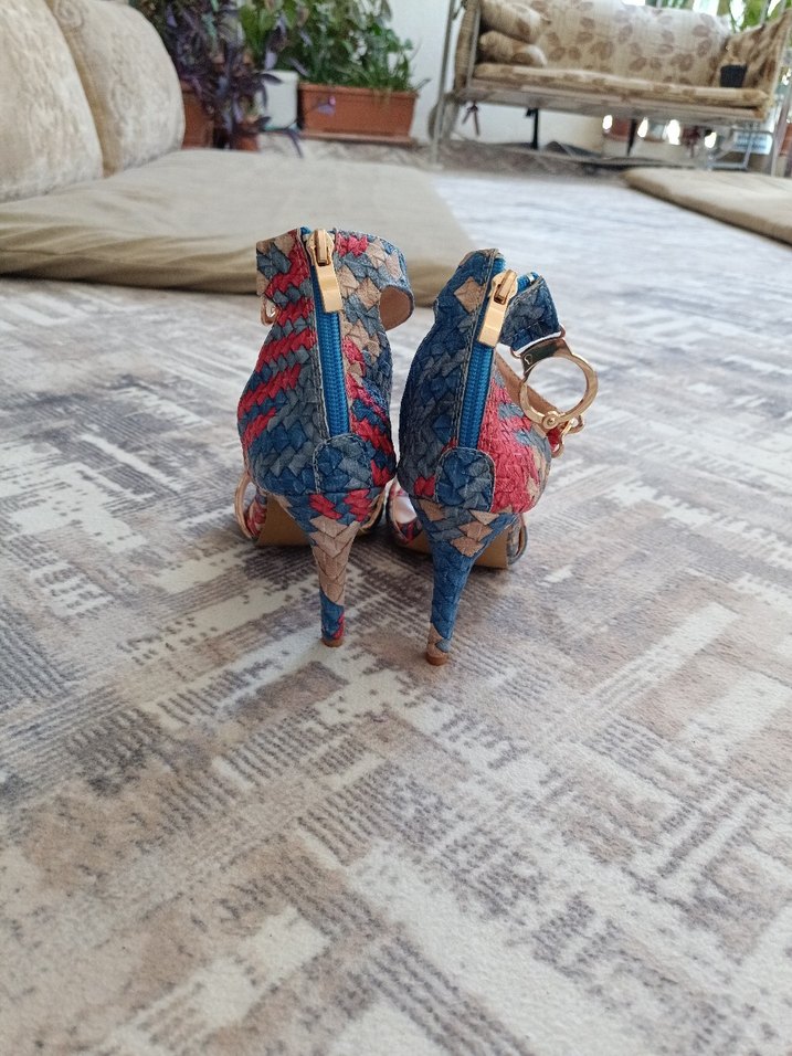 Bohem Yılan Desenli Kadın şık kaliteli Topuklu Sandalet - Görsel 3