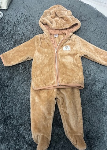 Kürklü Kahverengi Bebek Tulumu - Görsel 2
