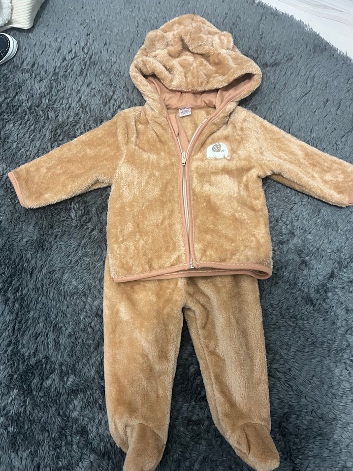 Kürklü Kahverengi Bebek Tulumu - Görsel 2