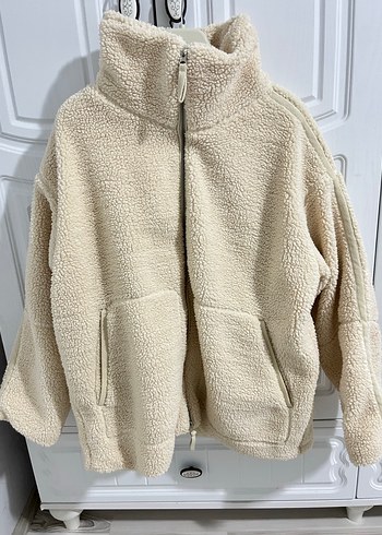 Bej Peluş Fermuarlı Kadın Ceket - Görsel 2