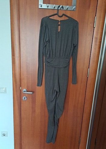 oxxo m beden haki Uzun V Yaka Drapeli tulum - Görsel 2