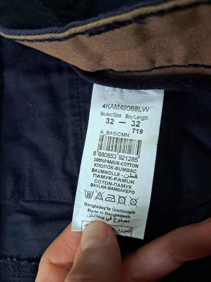 koton marka 32/32 beden yeni etiketli lacivert pantolon - Görsel 3