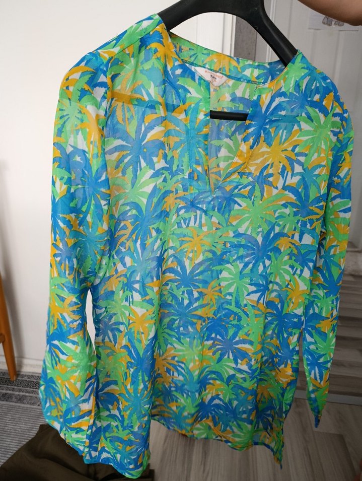 Şeffaf, Uzun Kollu, Renkli pareo - Görsel 3