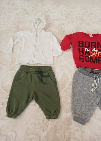 Renkli Baskılı Kırmızı Sweatshirt ve Gri Pantolon - Görsel 5