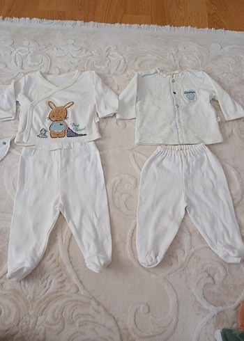 Beyaz Örme Pamuklu Bebek Erkek Takımı - Görsel 5