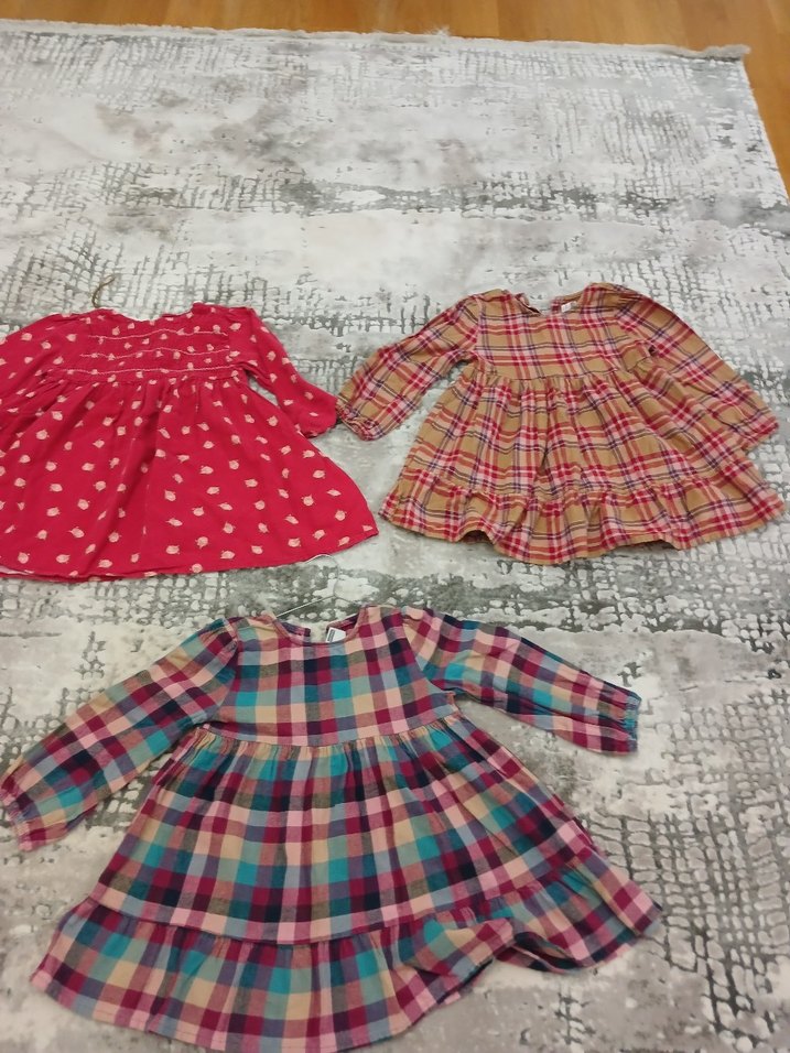 Renkli Uzun Kollu Kız Çocuk Elbise - Görsel 2