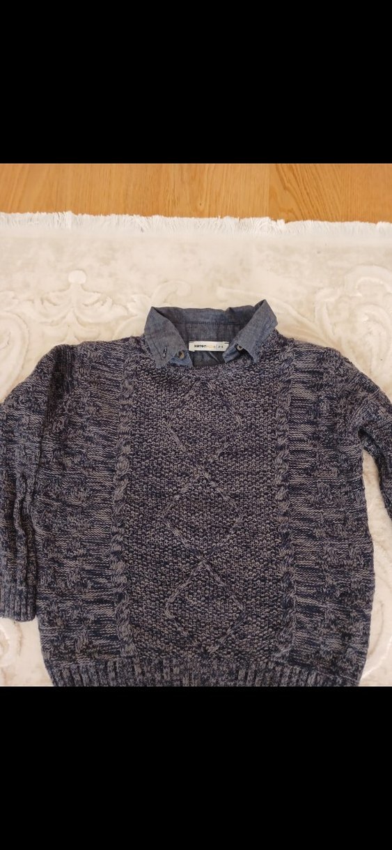 Gri Erkek Çocuk Örgü Kazak - Görsel 4