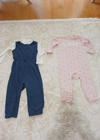 24-36 Ay Beden mavi Renk Kız Çocuk Mavi Pamuklu Triko Tulum