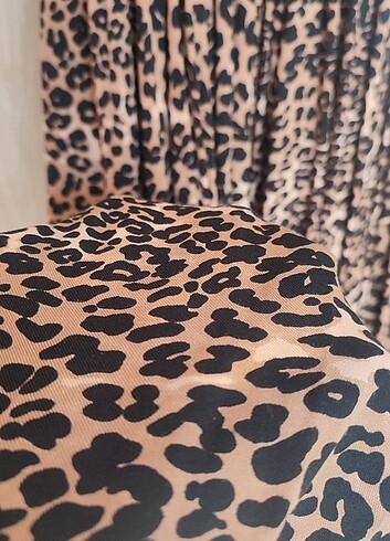 LC Waikiki Pamuk viskon leopar desenli tesettür elbise