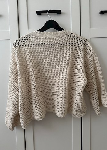 Beyaz Örgü Kadın Hırka - Görsel 3