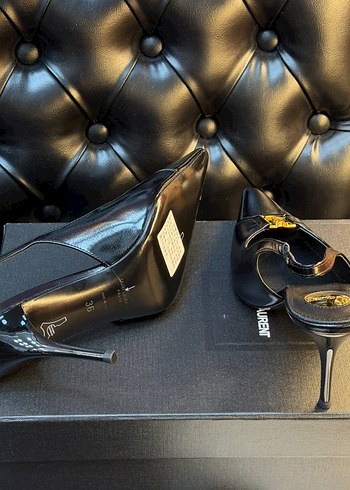 Siyah Deri Tokalı Stiletto - Görsel 4