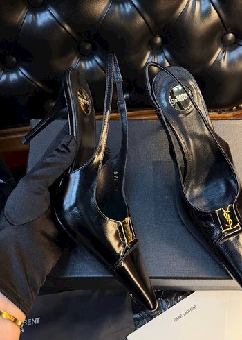 Siyah Deri Tokalı Stiletto - Görsel 3