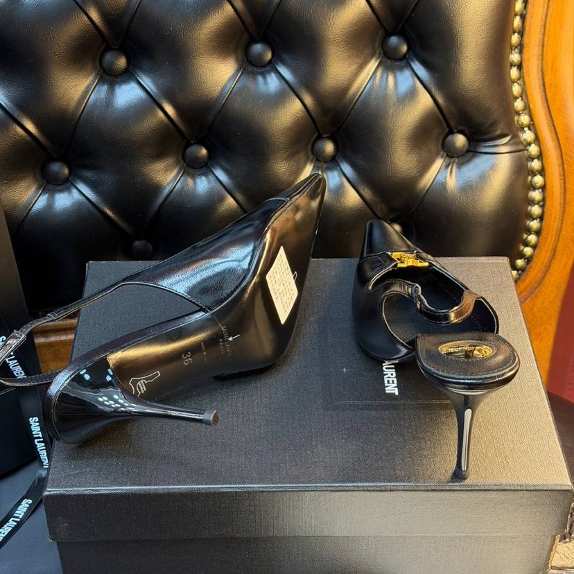 Siyah Deri Tokalı Stiletto - Görsel 4