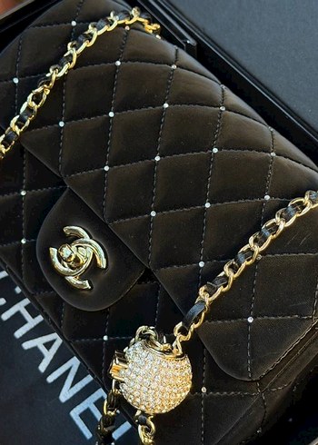 Zincir Detaylı Siyah Deri Kadın Çanta - Görsel 2