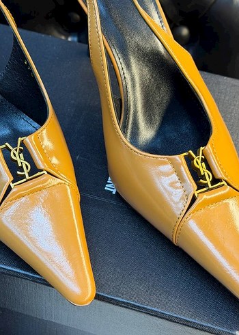 Sarı Rugan Tokalı Stiletto Kadın Ayakkabı - Görsel 2