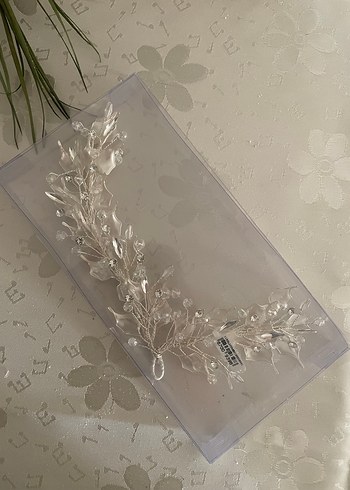 Beyaz Boncuklu Bohem Saç Aksesuarı Nişan Nikah - Görsel 3