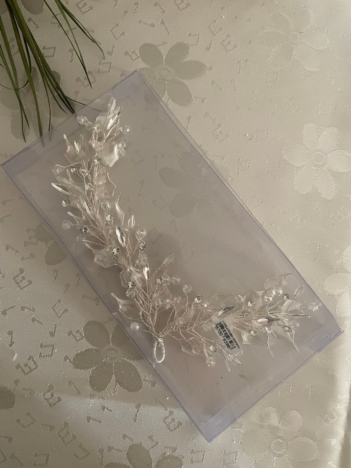 Beyaz Boncuklu Bohem Saç Aksesuarı Nişan Nikah - Görsel 3