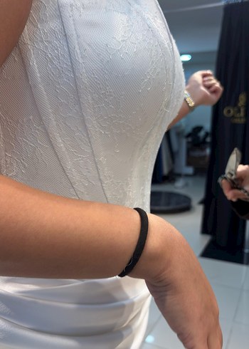 Modern Klasik Beyaz Straplez Uzun Abiye Nişan Nikah - Görsel 3