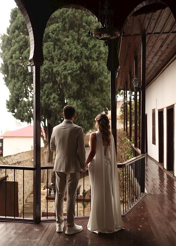 Modern Klasik Beyaz Straplez Uzun Abiye Nişan Nikah - Görsel 2