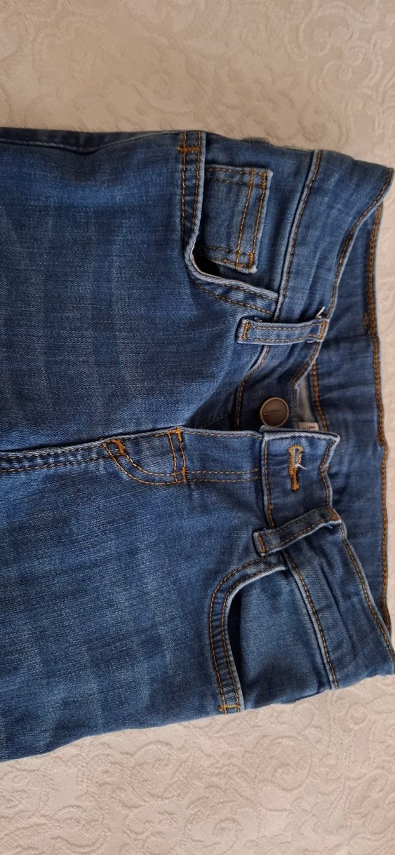 Erkek Çocuk Düğmeli Mavi Denim Pantolon - Görsel 3