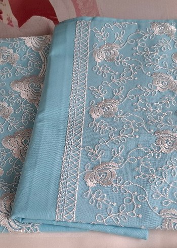 Nakışlı Pastel Mavi yastık kılıfı - Görsel 3