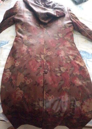 xl Beden Düğmeli Kahverengi Vintage Deri Kadın Kaban