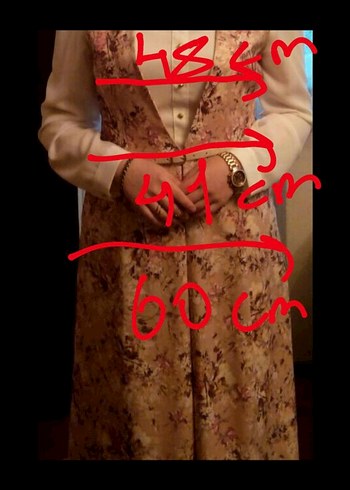 xl Beden Vintage Çiçek Desenli Uzun elbise