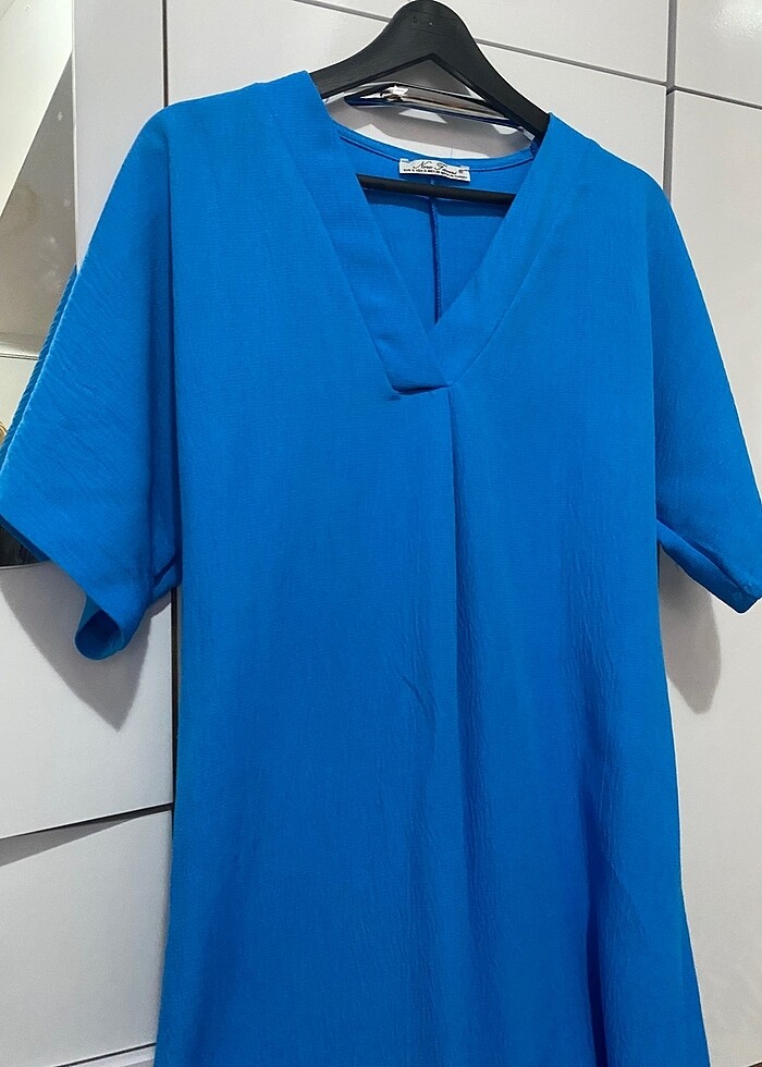 Mavi midi elbise - Görsel 2