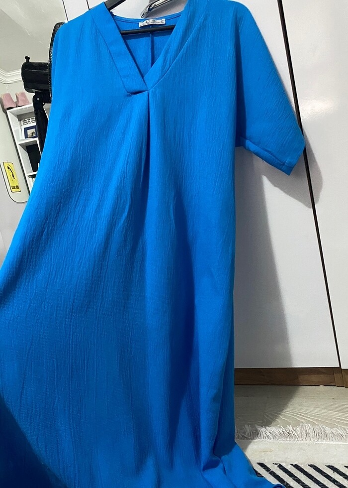 Mavi midi elbise - Görsel 3