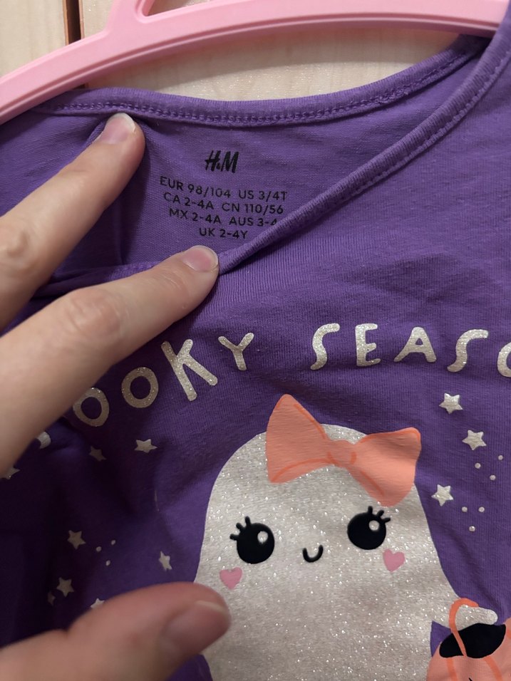 Kız Çocuk Mor Uzun Kollu Baskılı Tişört - Görsel 2