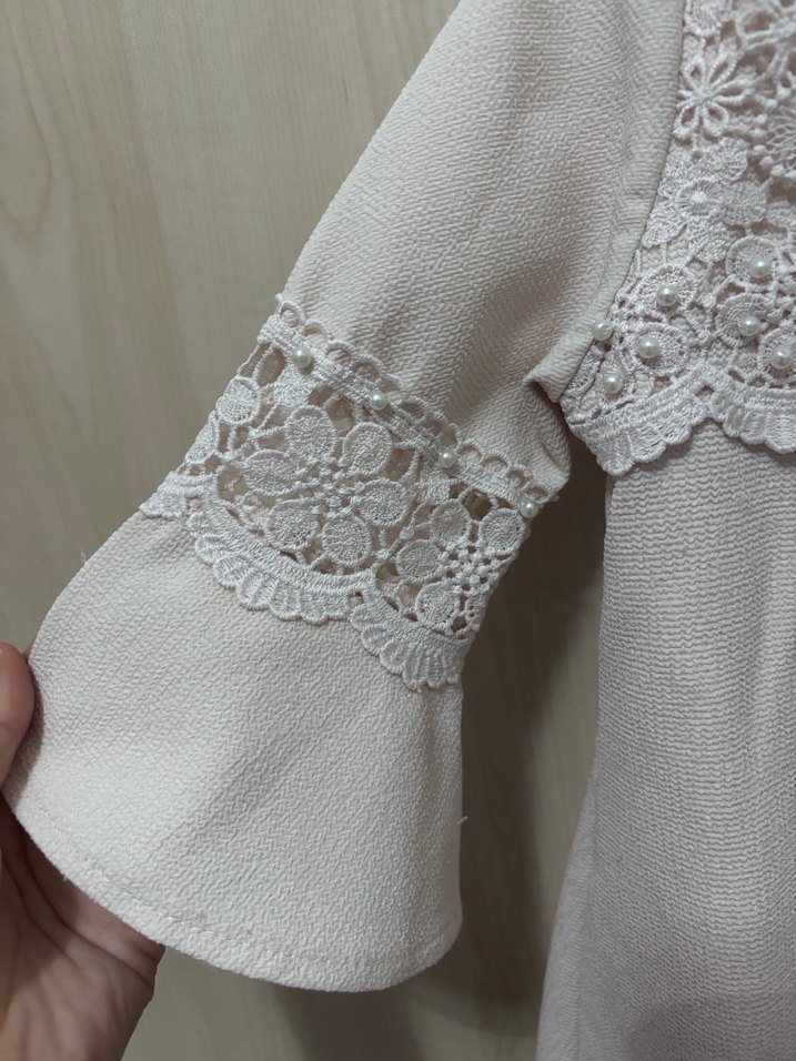 Dantel Detaylı Krem Renkli Triko Kadın Bluz - Görsel 3