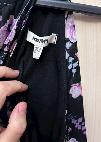 Mor Çiçekli Midi Şifon Elbise - Görsel 2