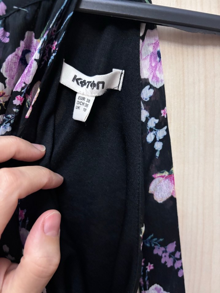 Mor Çiçekli Midi Şifon Elbise - Görsel 2