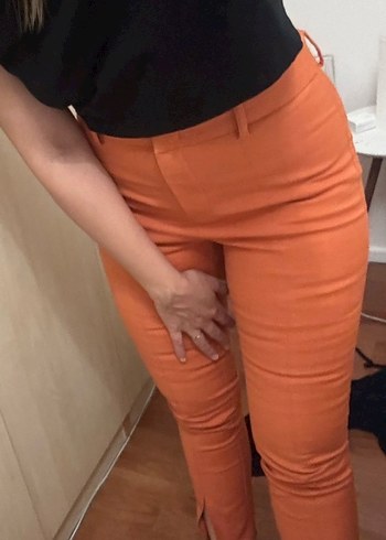 Kadın Turuncu Kumaş Pantolon - Görsel 2