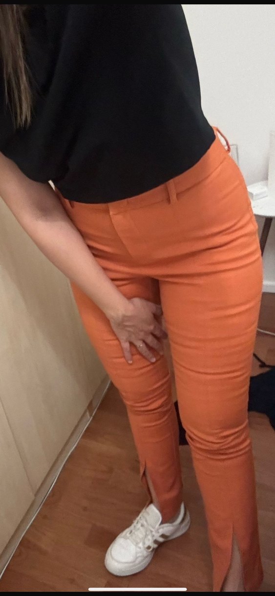 Kadın Turuncu Kumaş Pantolon - Görsel 2