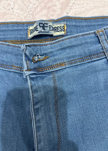 Bohem Tarz Mavi Düğmeli Kadın Kot Pantolon - Görsel 3