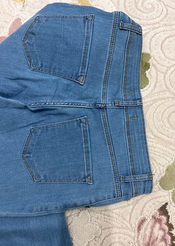 Bohem Tarz Mavi Düğmeli Kadın Kot Pantolon - Görsel 5