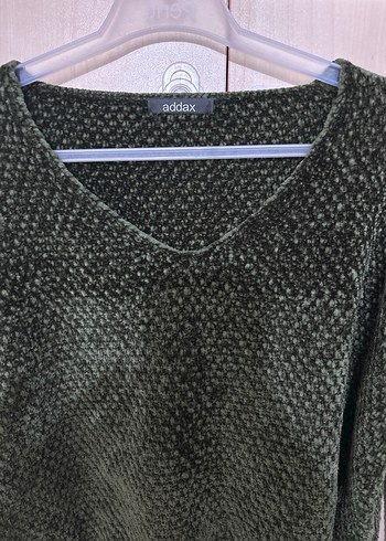 Kadın Haki V Yaka Örgü Kazak - Görsel 2