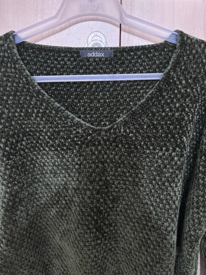 Kadın Haki V Yaka Örgü Kazak - Görsel 2