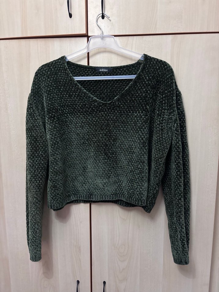 Kadın Haki V Yaka Örgü Kazak - Görsel 3