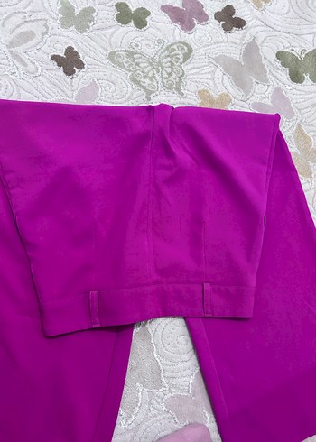 Pembe Midi Kadın Kumaş Pantolon - Görsel 3