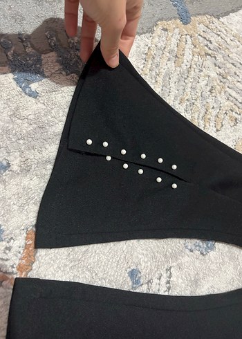 Düğmeli Siyah Kız çocuk İspanyol Paça Pantolon - Görsel 3