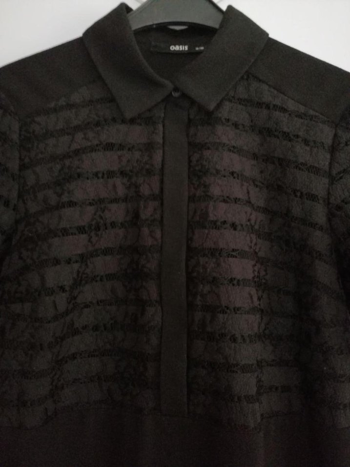 Kısa Kollu Siyah Dantelli Diz Ustu Kadın Elbise - Görsel 2