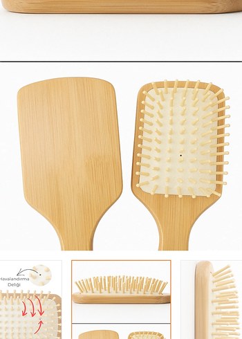 Doğal Bambu Saç Fırçası - Görsel 4