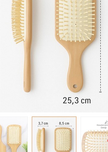 Doğal Bambu Saç Fırçası - Görsel 2