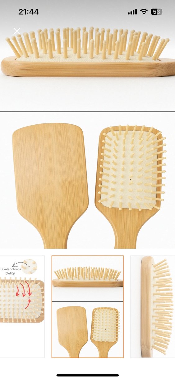 Doğal Bambu Saç Fırçası - Görsel 4