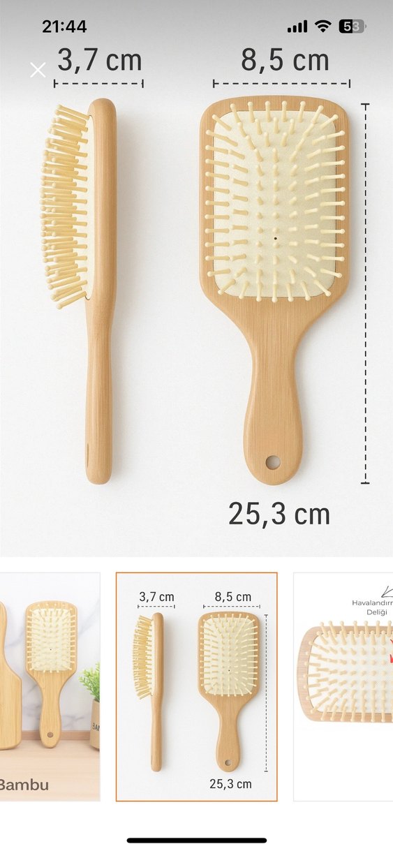 Doğal Bambu Saç Fırçası - Görsel 2