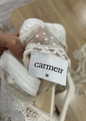 Dantel Detaylı Beyaz Midi Kalem Elbise Söz Nişan - Görsel 8