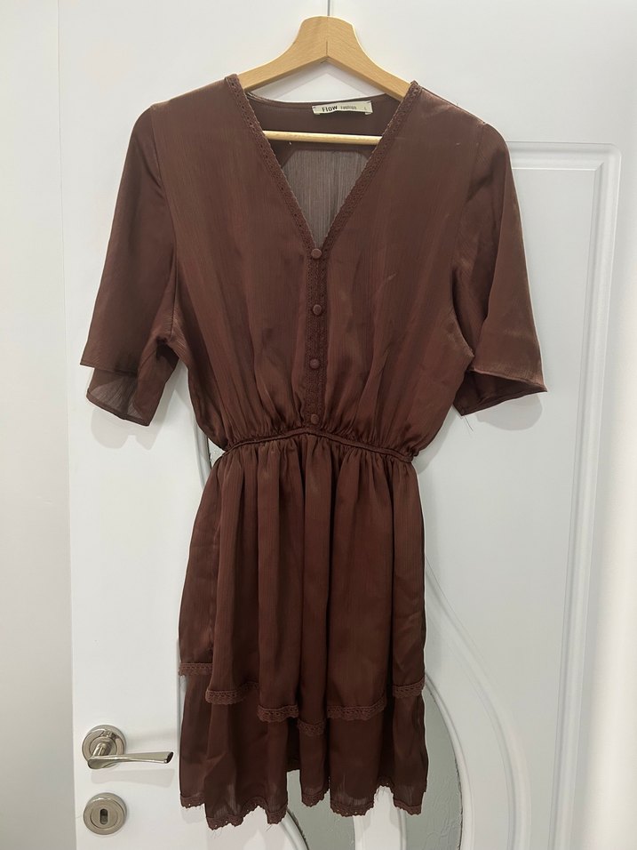 Kahverengi Mini Elbise - Görsel 4